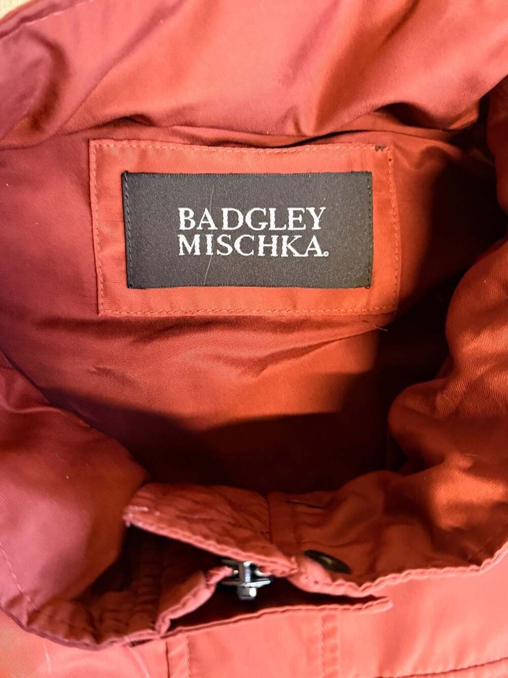 Badgley Mischka Dakota Water Repellent Anorak Jacket Rust Orange Size M - Picture 3 of 5